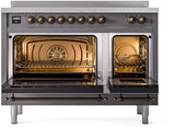 Nostalgie II 48 Inch Electric Freestanding Range in Matte Graphite with Bronze Trim