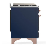 ILVE UM60FNR3MBP Majestic III 60 inch Dual Fuel Range with 9 Burners and Griddle, Dual Function Burner up to 25,000 BTU (Natural Gas, Triple Glass Door, Midnight Blue, Copper)