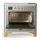 ILVE UMIB36NR3SSG Majestic III 36 inch Induction Range with 6 Elements, 3.5 cu. ft. Total Oven Capacity (Triple Glass Door, Stainless Steel, Brass)