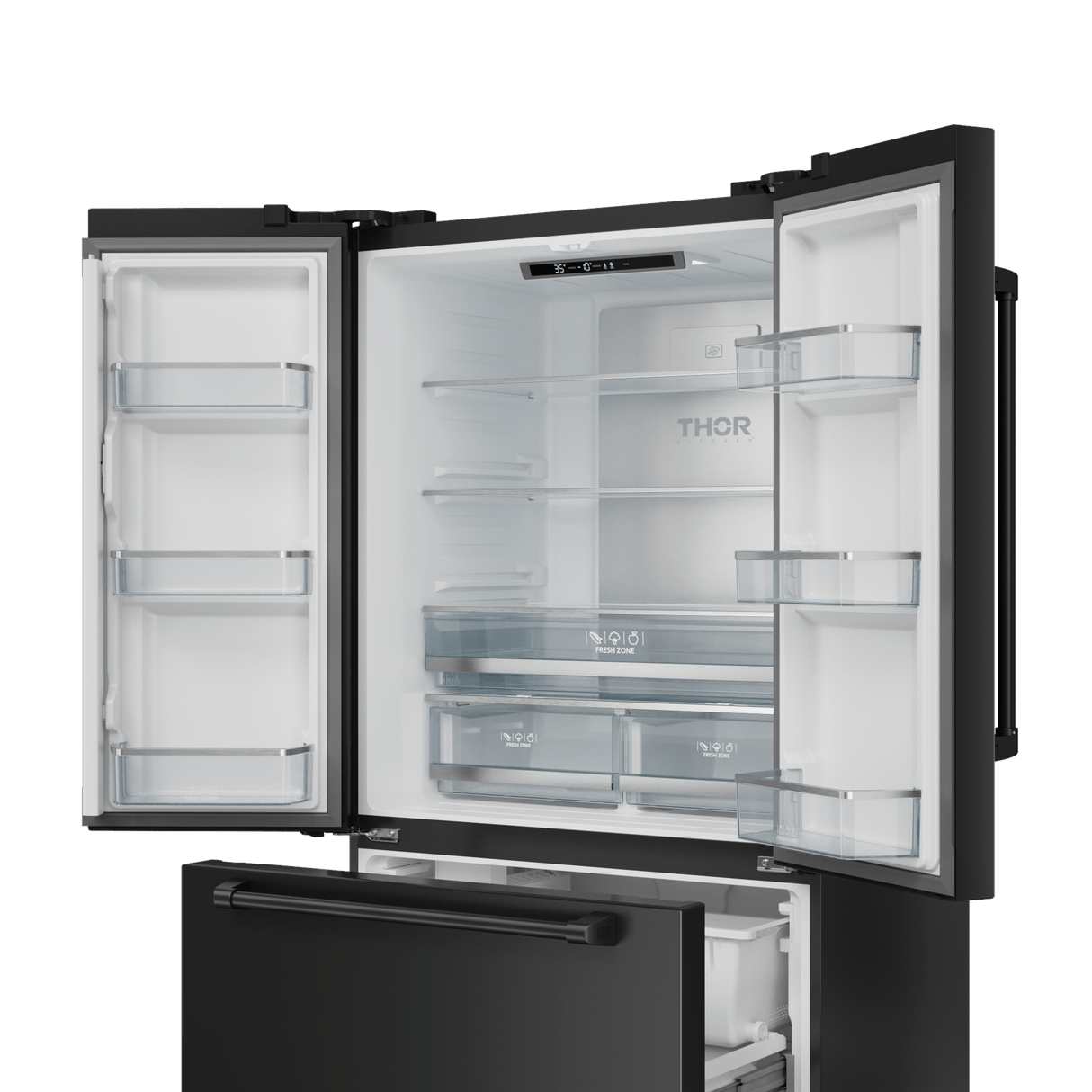 36 Inch 20.3 Cu Ft French Door Counter Depth Refrigerator With Ice Maker In Black  Gordon Ramsay Series