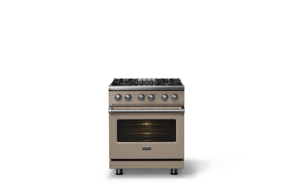 30"W. Dual Fuel Range (Finish: Nantucket, Trim: Polished Chrome, Fuel: Natural Gas)