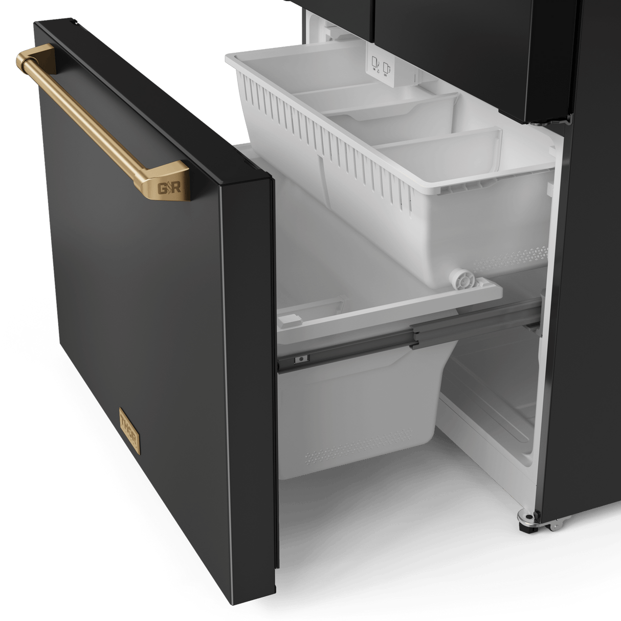 36 Inch 20.3 Cu Ft French Door Counter Depth Refrigerator With Ice Maker In Black/bronze  Gordon Ramsay Series