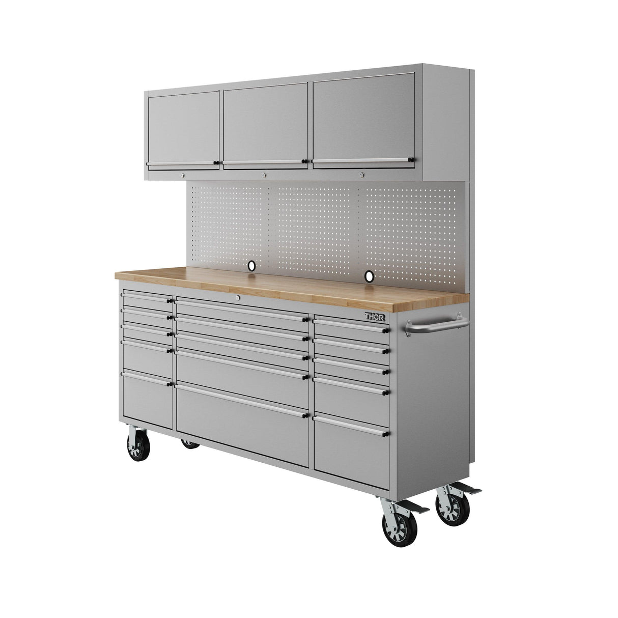 72" 15-drawer Tool Chest With Upper Cabinet and Pegboard