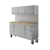 72" 15-drawer Tool Chest With Upper Cabinet and Pegboard