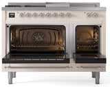 Nostalgie II 48 Inch Dual Fuel Natural Gas Freestanding Range in Antique White with Chrome Trim