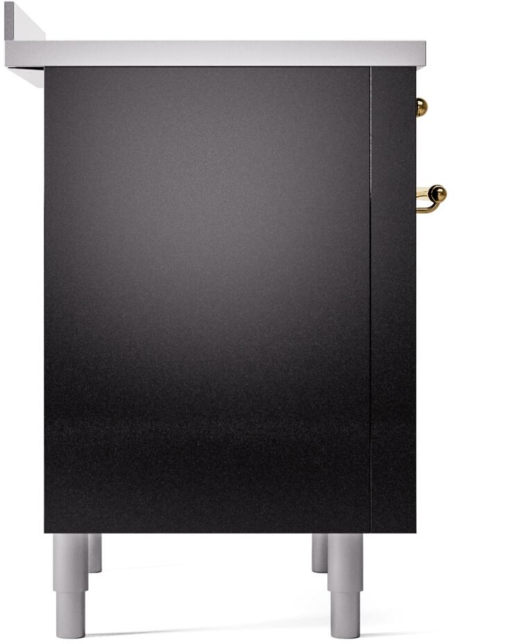 Nostalgie II 36 Inch Electric Freestanding Range in Glossy Black with Brass Trim