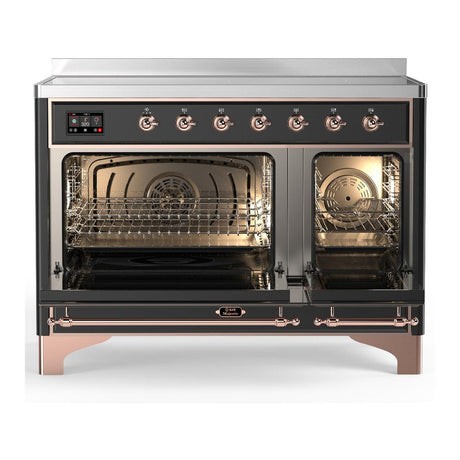 ILVE UMIB48QNR3MGP Majestic III 48 inch Induction Range with 6 Elements, 5.02 cu. ft. Total Oven Capacity (Solid Door, Graphite Matte, Copper)