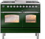 Nostalgie II 40 Inch Dual Fuel Liquid Propane Freestanding Range in Emerald Green with Chrome Trim