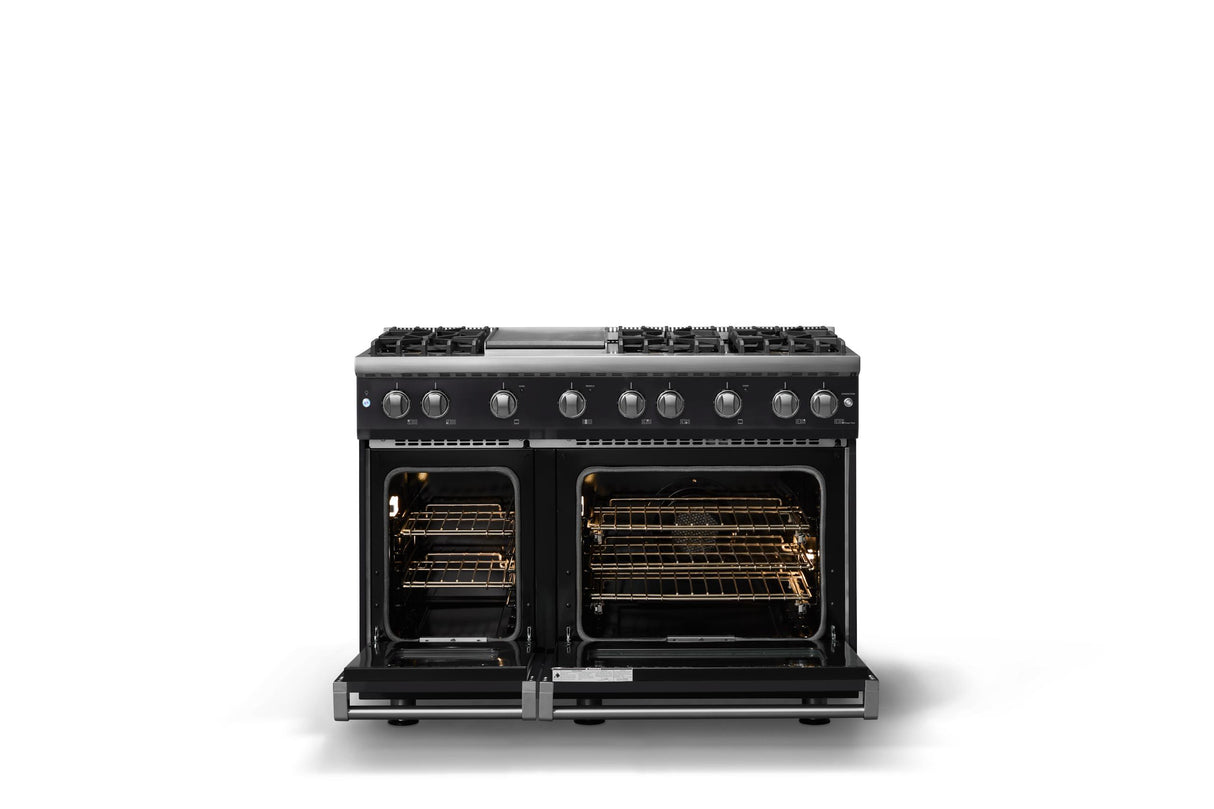 48"W. Sealed Burner Gas Range (Burner: 6g, Finish: Onyx, Trim: Polished Chrome, Fuel: Natural Gas)