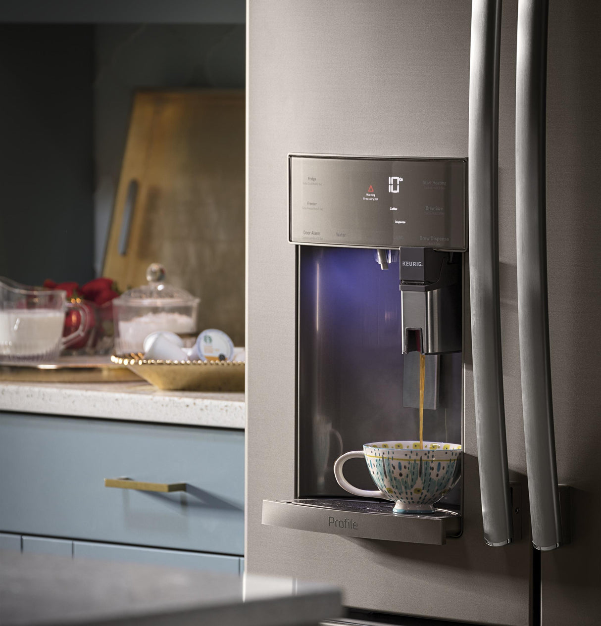 GE Profile™ Series ENERGY STAR® 22.2 Cu. Ft. Counter-Depth French-Door Refrigerator with Keurig® K-Cup® Brewing System