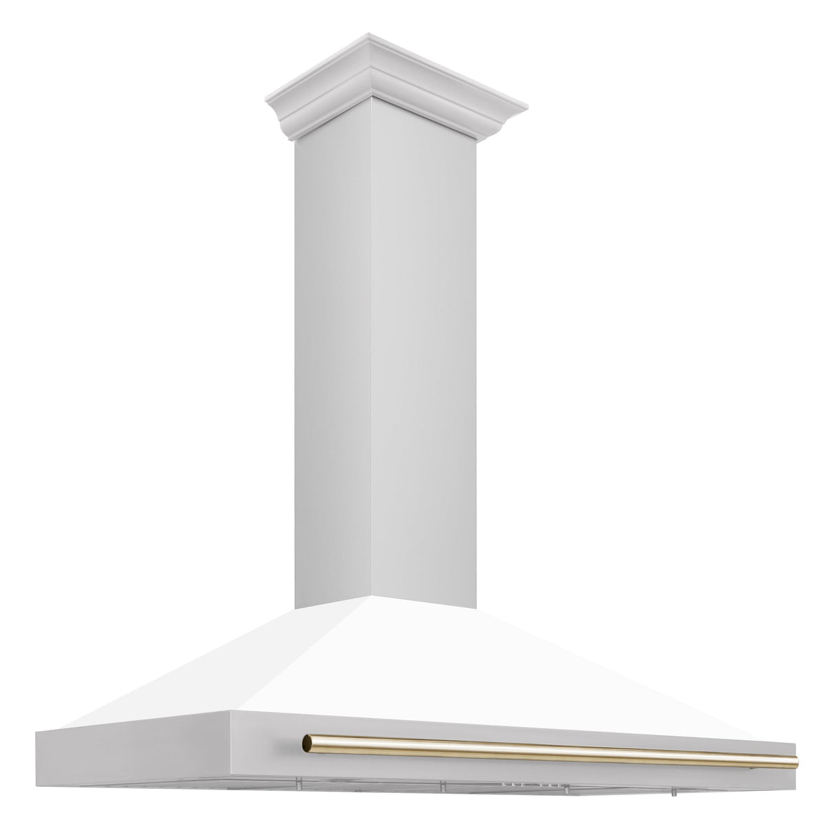 ZLINE 48 in. Autograph Edition Convertible Stainless Steel Range Hood with White Matte Shell and Champagne Bronze Accents (KB4STZ-WM48-CB) [Color: Gold Accents]