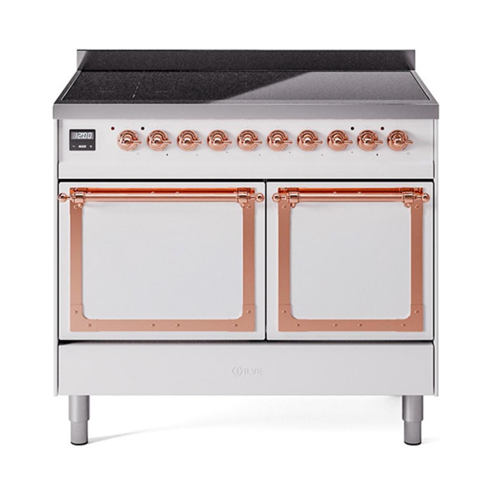 ILVE UNDI406QNMPWHP Nostalgie II Noblesse 40 inch Induction Range (Solid Door, White, Copper)