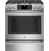 GE Cafe™ Series 30" Slide-In Front Control Dual-Fuel Range with Warming Drawer