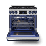 36 Inch Professional Gas Range With Tilt Panel Touch Control In Stainless Steel/navy Blue Gordon Ramsay Series