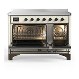 ILVE UMIB48NR3AWB Majestic III 48 inch Induction Range with 6 Elements, 5.02 cu. ft. Total Oven Capacity (Triple Glass Door, Antique White, Burnished)