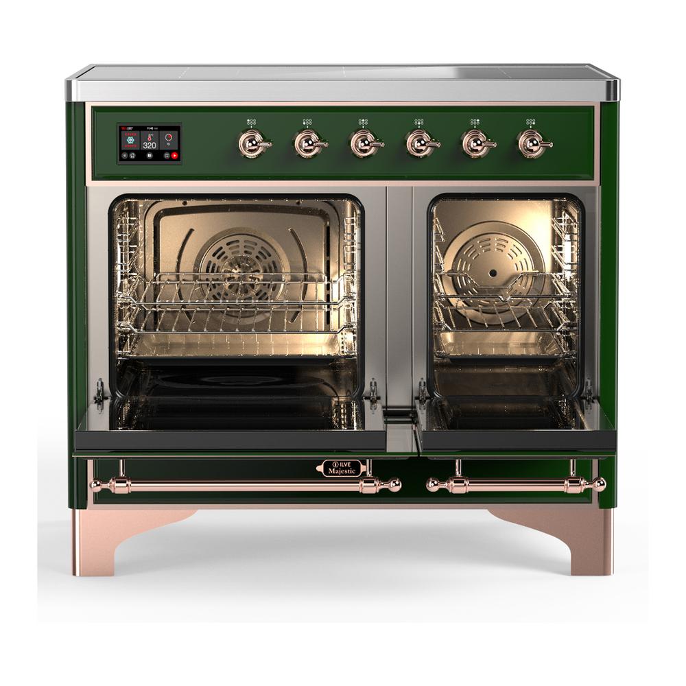 ILVE UMDIB40NR3EGP Majestic III 40 inch Induction Range with 6 Elements, 3.82 cu. ft. Total Oven Capacity (Triple Glass Door, Emerald Green, Copper)
