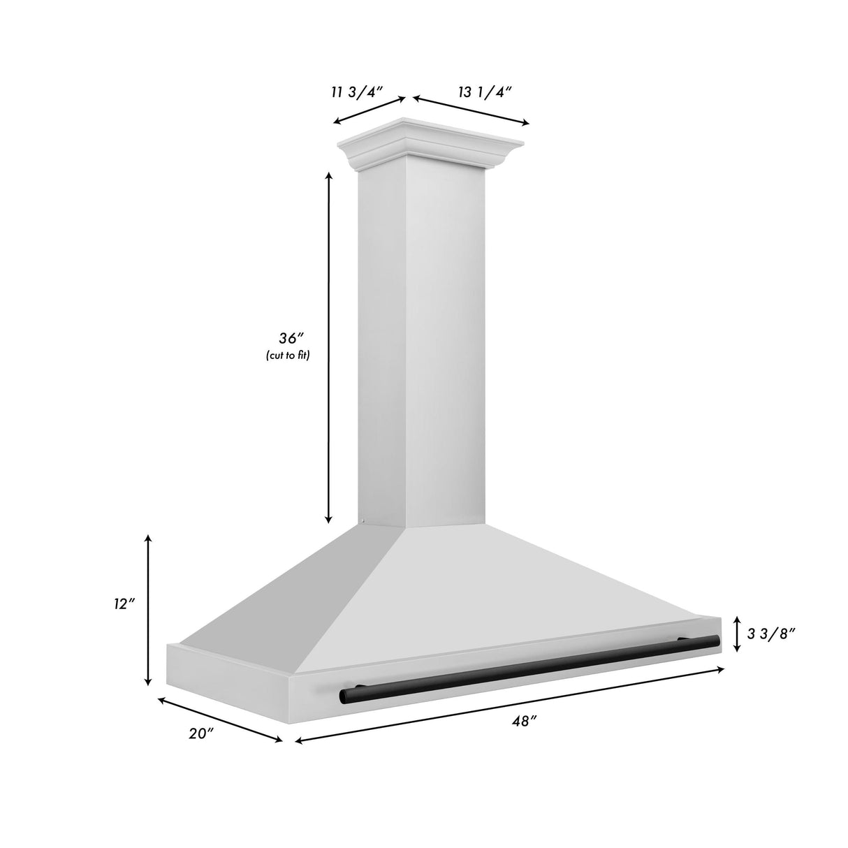 ZLINE 48 in. Autograph Edition Convertible Stainless Steel Range Hood with Stainless Steel Shell and Champagne Bronze Accents (KB4STZ-48-CB) [Color: Matte Black Accents]