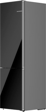 800 Series Free-standing fridge-freezer with freezer at bottom, glass door 24" Black, Total No Frost