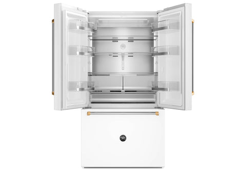 Bertazzoni Master Series 36 in. 26.2 Cu. Ft. Bianco Matt with Gold Accents Counter Depth French Door Refrigerator