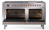 Nostalgie II 60 Inch Dual Fuel Liquid Propane Freestanding Range in Stainless Steel with Copper Trim