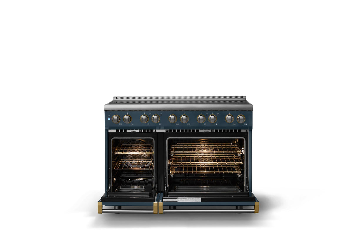 48"W. Induction Range (Finish: Squall, Trim: Brushed Brass)