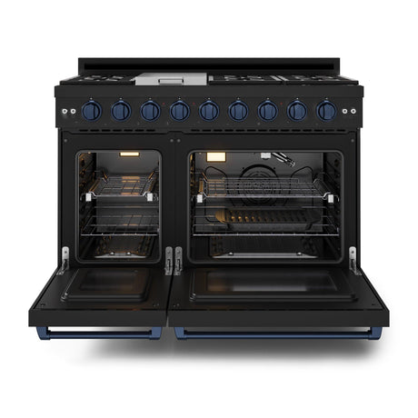 48 Inch Professional Gas Range With Pro-style Knobs In Black/blue  Gordon Ramsay Series