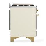 ILVE UMD40FQNR3AWGLP Majestic III 40 inch Dual Fuel Range with 6 Burners and Griddle, Dual Function Burner up to 25,000 BTU (Liquid Propane, Solid Door, Antique White, Brass)