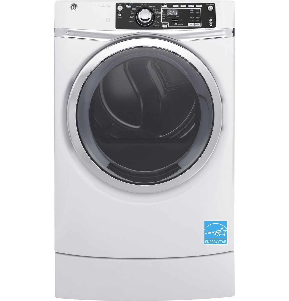 GE® 8.3 cu. ft. Capacity RightHeight™ Front Load Electric ENERGY STAR® Dryer with Steam