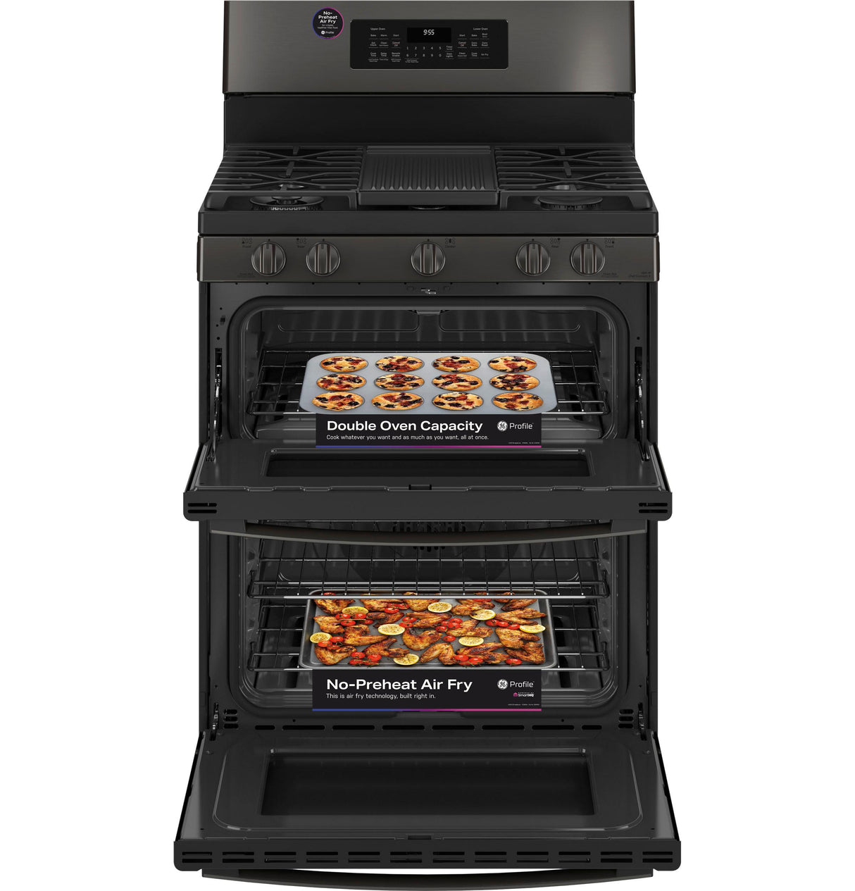 GE Profile™ 30" Free-Standing Gas Double Oven Convection Range with No Preheat Air Fry
