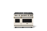 48"W. Sealed Burner Gas Range (Burner: 8b, Finish: Pure White, Trim: Brushed Brass, Fuel: Natural Gas)