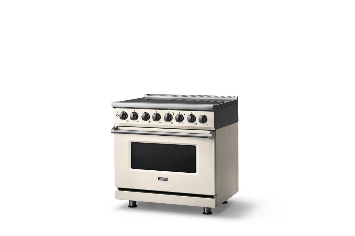 36"W. Induction Range (Finish: Pure White, Trim: Polished Chrome)