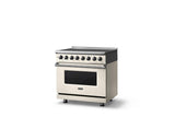 36"W. Induction Range (Finish: Pure White, Trim: Polished Chrome)