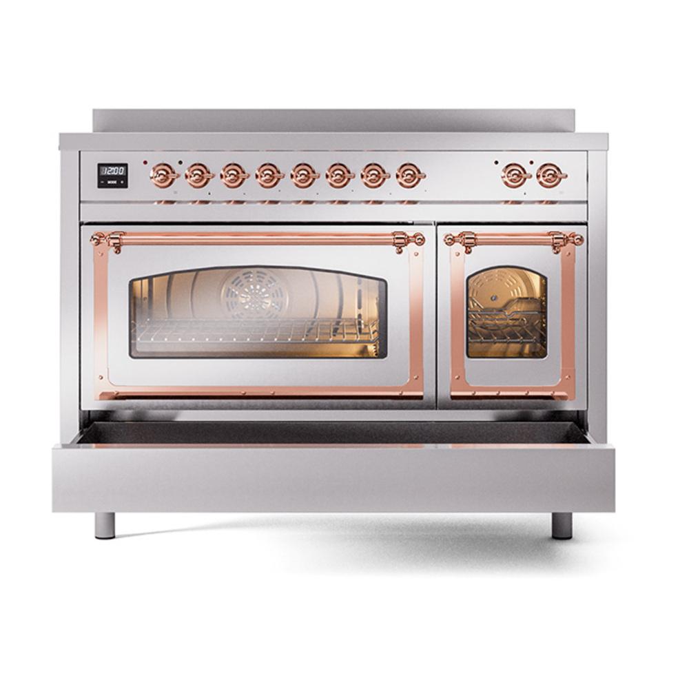 ILVE UNI486NMPSSP Nostalgie II Noblesse 48 inch Induction Range (Triple Glass Door, Stainless Steel, Copper)