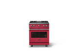 30"W. Sealed Burner Gas Range (Finish: Valentine, Trim: Brushed Brass, Fuel: Propane)