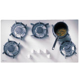GE Monogram® 36" White Updraft Gas Cooktop with 5 Burners