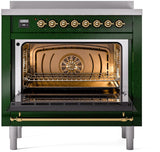 Nostalgie II 36 Inch Electric Freestanding Range in Emerald Green with Brass Trim