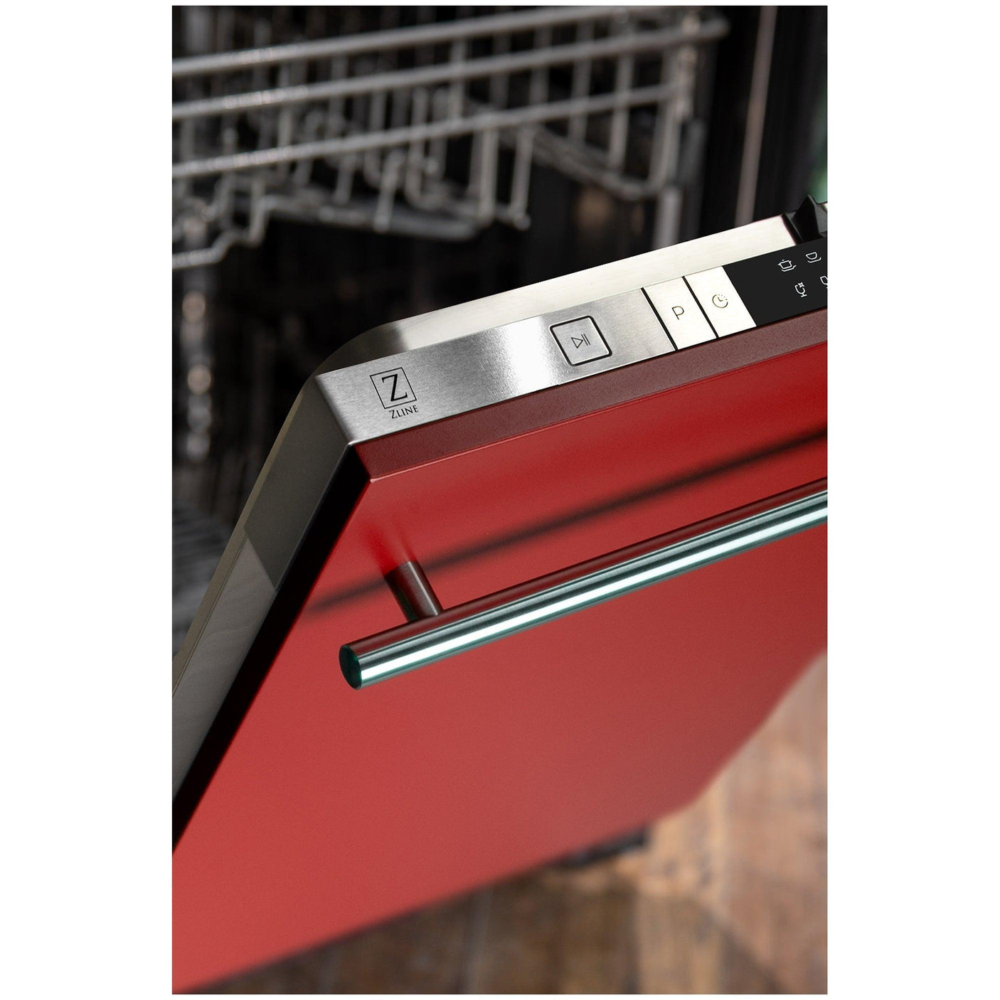 ZLINE 24 in. Top Control Dishwasher with Stainless Steel Tub and Modern Style Handle, 52dBa (DW-24) [Color: Red Matte]