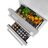 ZLINE 24 in. Touchstone 168 Can Outdoor-Rated Dual Refrigerator Drawer with DuraSnow' Stainless Steel Doors (RDSO-SN-24)