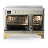 ILVE UMIB48QNR3SSG Majestic III 48 inch Induction Range with 6 Elements, 5.02 cu. ft. Total Oven Capacity (Solid Door, Stainless Steel, Brass)