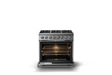 36"W. Dual Fuel Range (Burner: 6b, Finish: Stainless Steel, Trim: Polished Chrome, Fuel: Natural Gas)