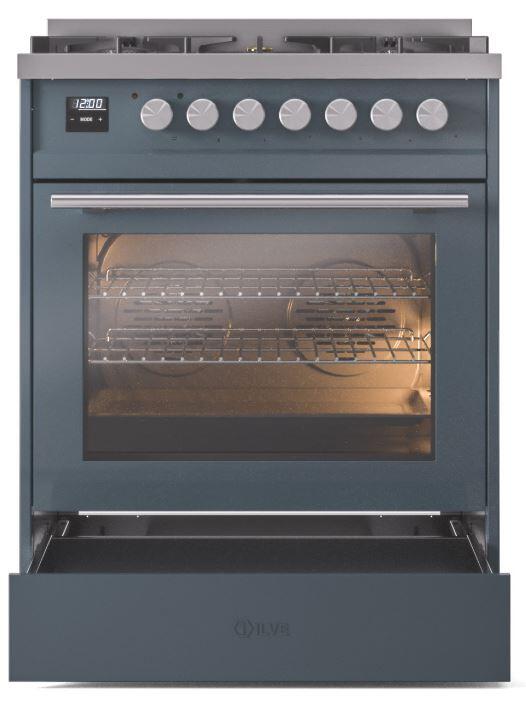 Professional Plus II 30 Inch Dual Fuel Liquid Propane Freestanding Range in Blue Grey with Trim