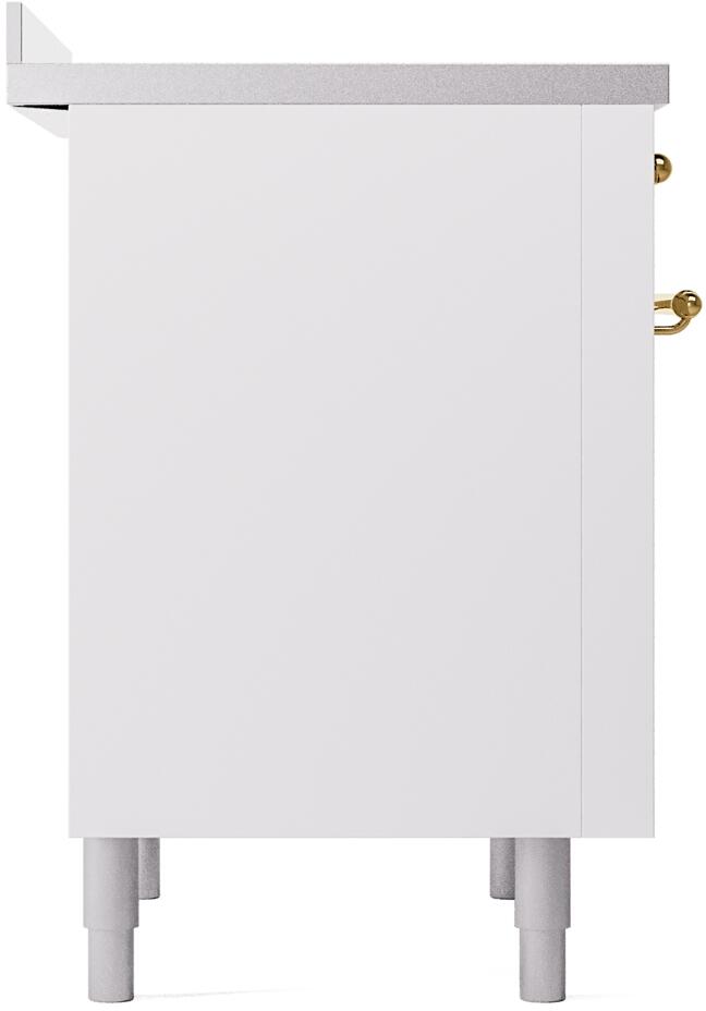 Nostalgie II 36 Inch Electric Freestanding Range in White with Brass Trim