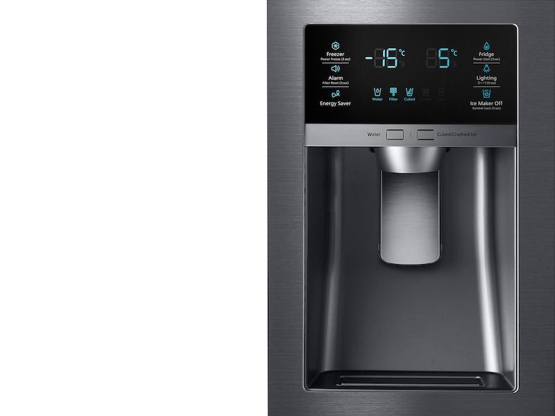 25 cu. ft. Large Capacity 4-Door French Door Refrigerator with External Water & Ice Dispenser in Black Stainless Steel