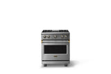 30"W. Sealed Burner Gas Range (Finish: Stainless Steel, Trim: Brushed Brass, Fuel: Propane)