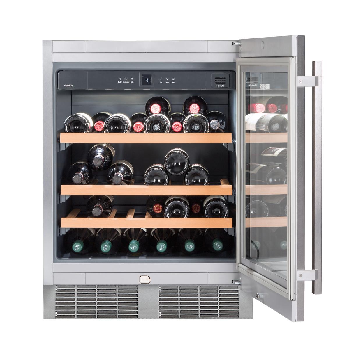 Undercounter Wine Cabinet, 24", Lock, 1 Zone, Reversible Door