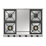 ILVE UHCP965FNSSBLP Nostalgie II 36 inch Built-In Gas Cooktop with Griddle, in Stainless Steel (Liquid Propane, Burnished)