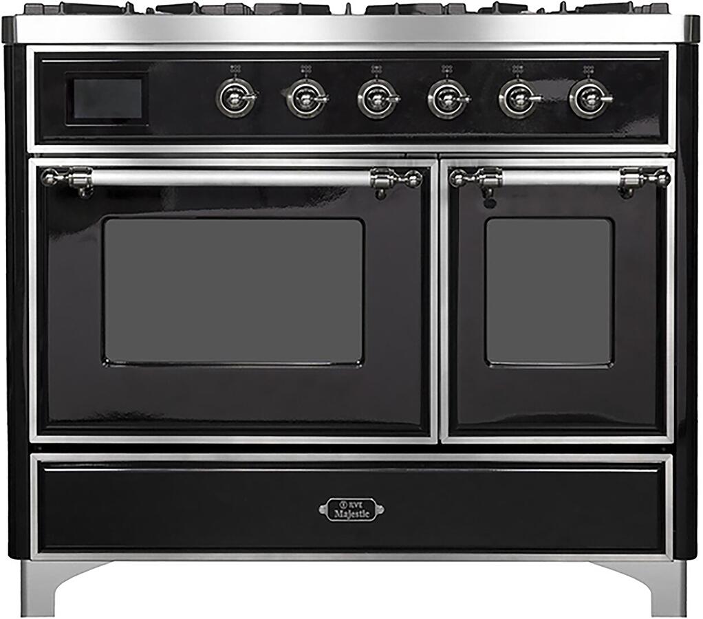 Majestic II 40 Inch Dual Fuel Liquid Propane Freestanding Range in Glossy Black with Chrome Trim