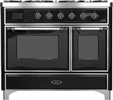 Majestic II 40 Inch Dual Fuel Liquid Propane Freestanding Range in Glossy Black with Chrome Trim