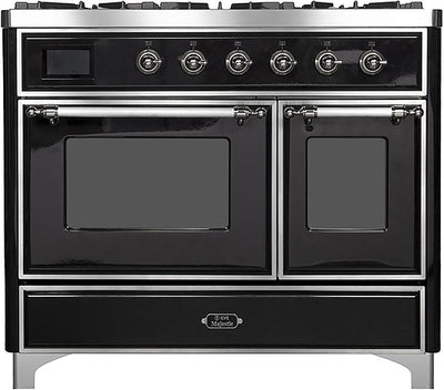 Majestic II 40 Inch Dual Fuel Liquid Propane Freestanding Range in Glossy Black with Chrome Trim