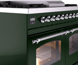 Nostalgie II 40 Inch Dual Fuel Natural Gas Freestanding Range in Emerald Green with Chrome Trim